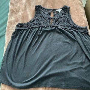 Charcoal crochet tank top